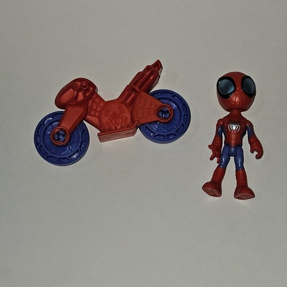 Spidey & Friends 2 Figures + Vehicle Toy Lot Motorcycle Spider-Man Miles Morales - Picture 2 of 9